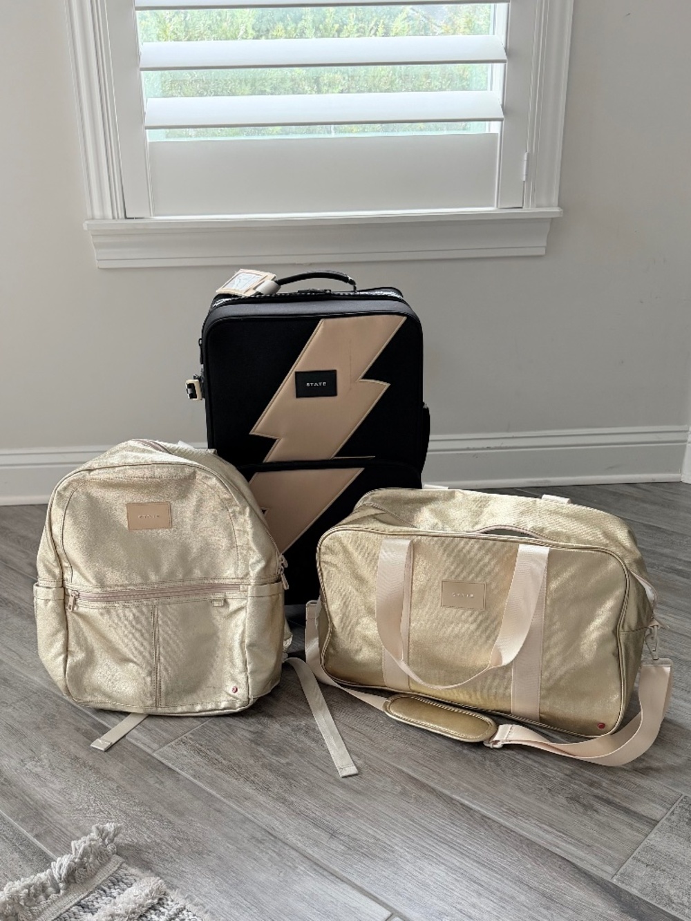 STATE Bags Kids Matching Luxury Travel Collection - 3 Piece Set Gold/Black